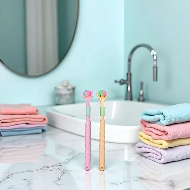 Alt view image 3 of 6 - 2 Pcs Random Color Three-Sided Soft Hair Toothbrush, Effective Wrap-Around Design, Deeply and Thoroughly to Clean Teeth and Gums, Suitable for Adults and Children Toothbrushes Accessories Oral Care