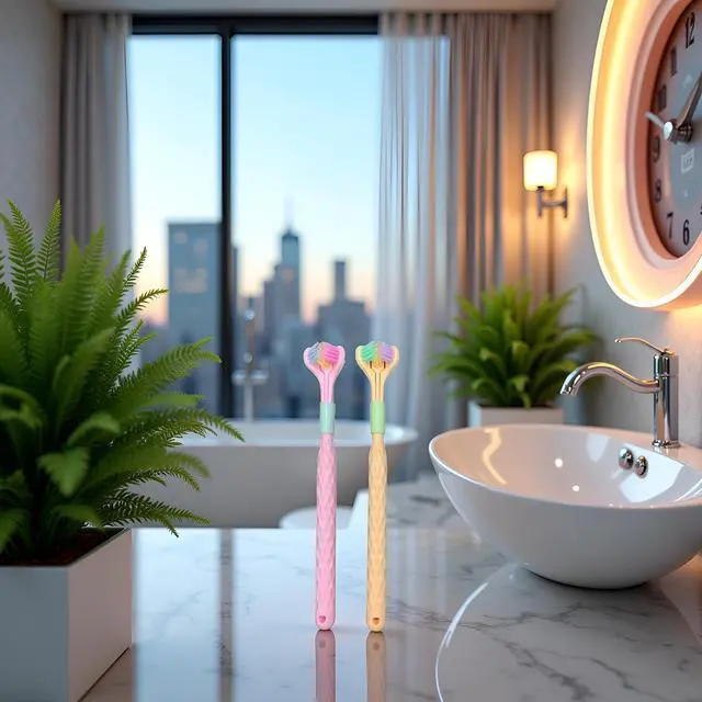 Alt view image 6 of 6 - 2 Pcs Random Color Three-Sided Soft Hair Toothbrush, Effective Wrap-Around Design, Deeply and Thoroughly to Clean Teeth and Gums, Suitable for Adults and Children Toothbrushes Accessories Oral Care