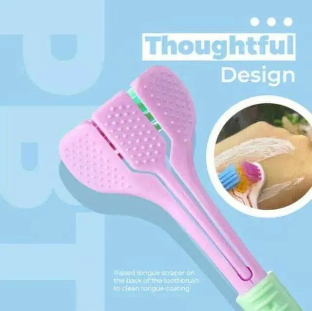 Alt view image 4 of 6 - 2 Pcs Random Color Three-Sided Soft Hair Toothbrush, Effective Wrap-Around Design, Deeply and Thoroughly to Clean Teeth and Gums, Suitable for Adults and Children Toothbrushes Accessories Oral Care