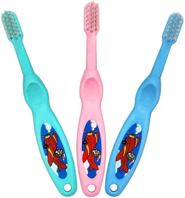Main image of Baby Toothbrush- Soft Bristles Set of 3 Toddler Toothbrush for Boys and Girls Cute Colors and Designs Great Gift for Baby's and Toddlers 3 Pack