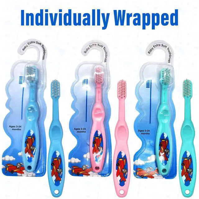 Alt view image 2 of 7 - Baby Toothbrush- Soft Bristles Set of 3 Toddler Toothbrush for Boys and Girls Cute Colors and Designs Great Gift for Baby's and Toddlers 3 Pack