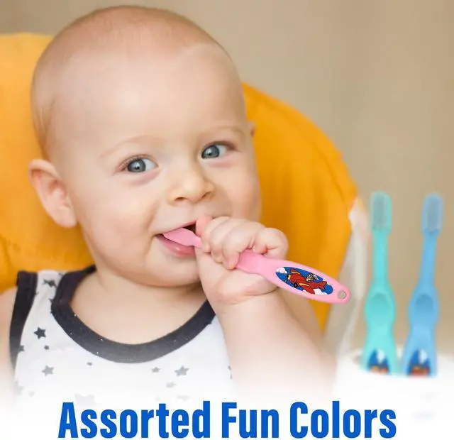 Alt view image 3 of 7 - Baby Toothbrush- Soft Bristles Set of 3 Toddler Toothbrush for Boys and Girls Cute Colors and Designs Great Gift for Baby's and Toddlers 3 Pack