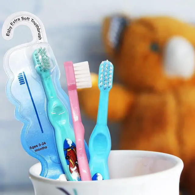 Alt view image 5 of 7 - Baby Toothbrush- Soft Bristles Set of 3 Toddler Toothbrush for Boys and Girls Cute Colors and Designs Great Gift for Baby's and Toddlers 3 Pack