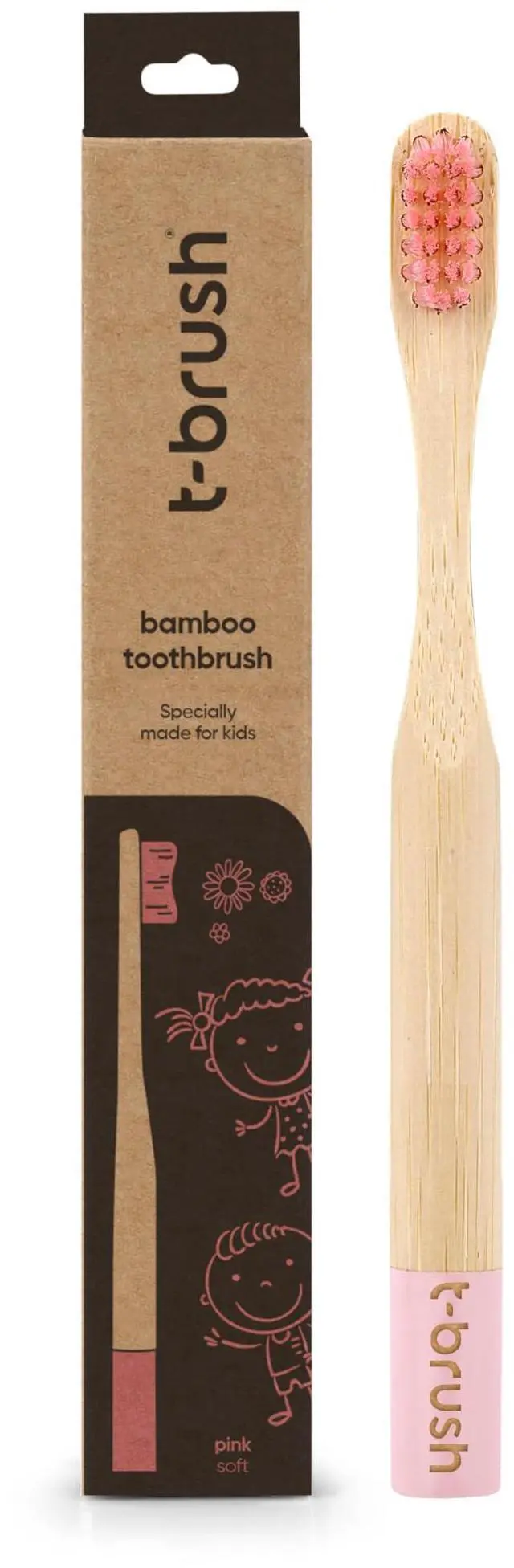 Alt view image 2 of 7 - Kids Bamboo Toothbrush - Pink Colour - Cute Fun Toothbrush