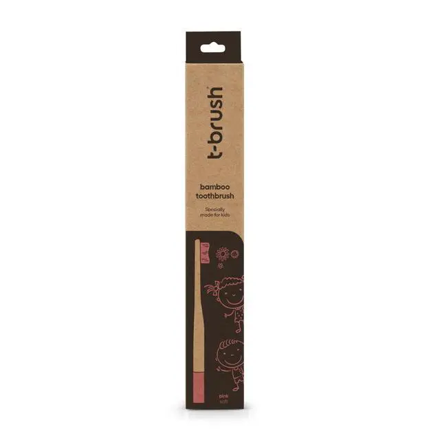 Alt view image 6 of 7 - Kids Bamboo Toothbrush - Pink Colour - Cute Fun Toothbrush