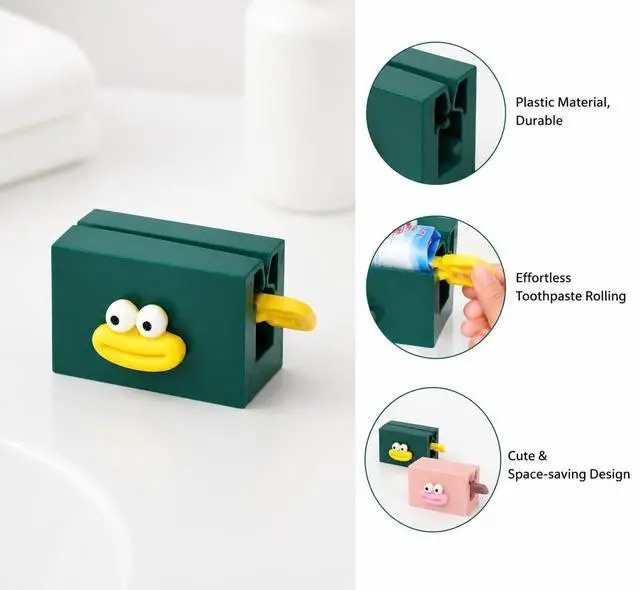 Alt view image 4 of 5 - 2 Pack Cartoon Toothpaste Squeezer Set, Manual Tube Wringer Roller Tool for Bathroom Toothpaste Waste Reduction