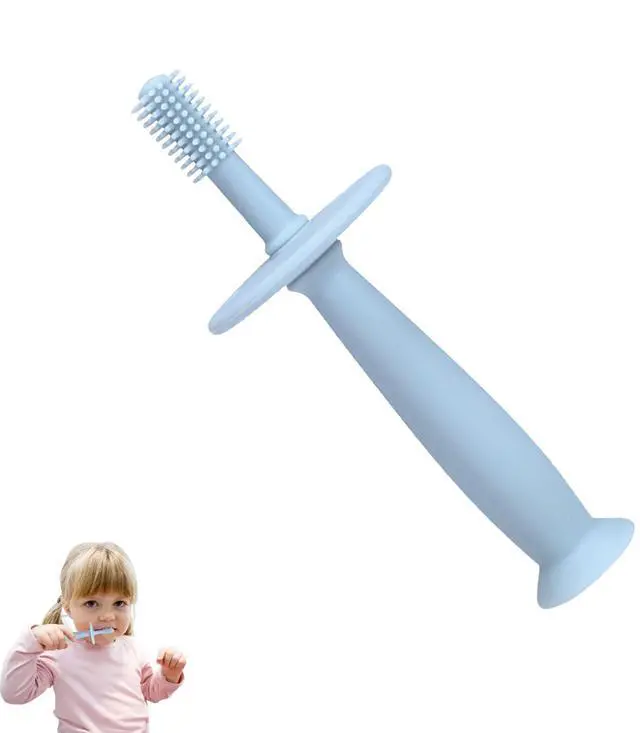 Main image of Baby Teether Toothbrush - 360 Degree Silicone Teething Toy with Suction Base, Soft Toddler Pacifier, Gum Massager Newborns, Infant Hygiene and Soothing Teether | for Babies 6-12 Months