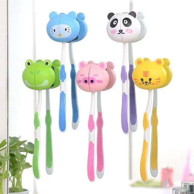 Main image of Colorful Toothbrush Holder,Cute Cartoon Animal Toothbrush Holder with Suction Cup,Kids Toothbrush Holder,Suction Cup Hook 1 Pcs
