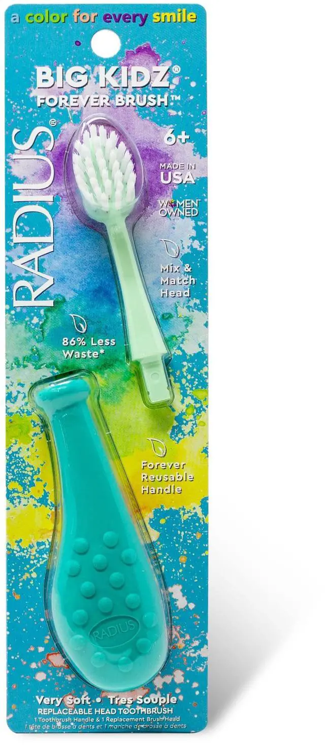 Main image of Big Kidz Forever Brush Replaceable Head Toothbrush for Children, 6 Years and Up, BPA Free ADA Accepted for Growing Teeth and Gums - Right and Left Handed, Extra Soft - Pack of 1
