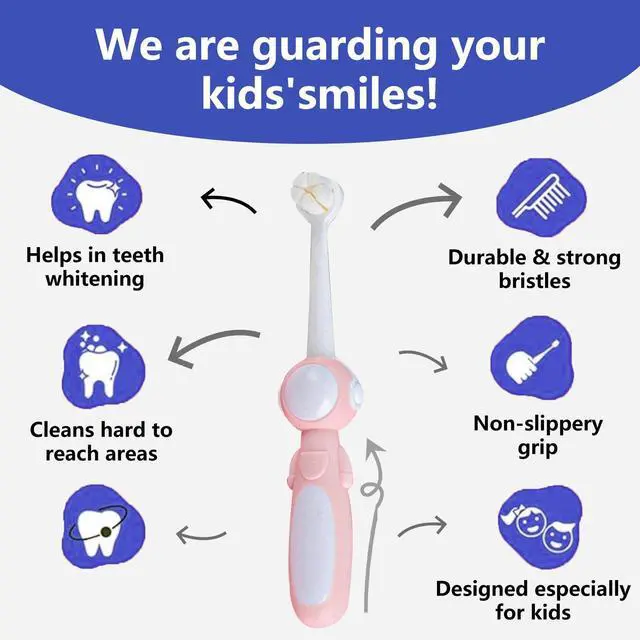 Alt view image 2 of 7 - 2PCS Astronaut Kids Toothbrush | Soft Bristle Toothbrushes for Kids | Ages 3-10 | BPA-Free (Pink)