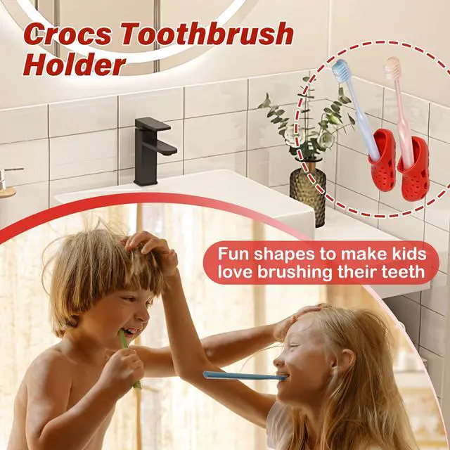 Alt view image 2 of 7 - Wall Mounted Toothbrush Holder, Red Multi-Purpose Fun Cave Shoe Inspired Bathroom Organizer, Self-Adhesive Toothbrush Storage for Family, Bathroom Office Desk Dressing Table Organizer 2 PCS