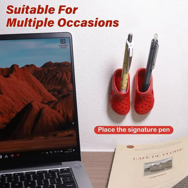 Alt view image 3 of 7 - Wall Mounted Toothbrush Holder, Red Multi-Purpose Fun Cave Shoe Inspired Bathroom Organizer, Self-Adhesive Toothbrush Storage for Family, Bathroom Office Desk Dressing Table Organizer 2 PCS