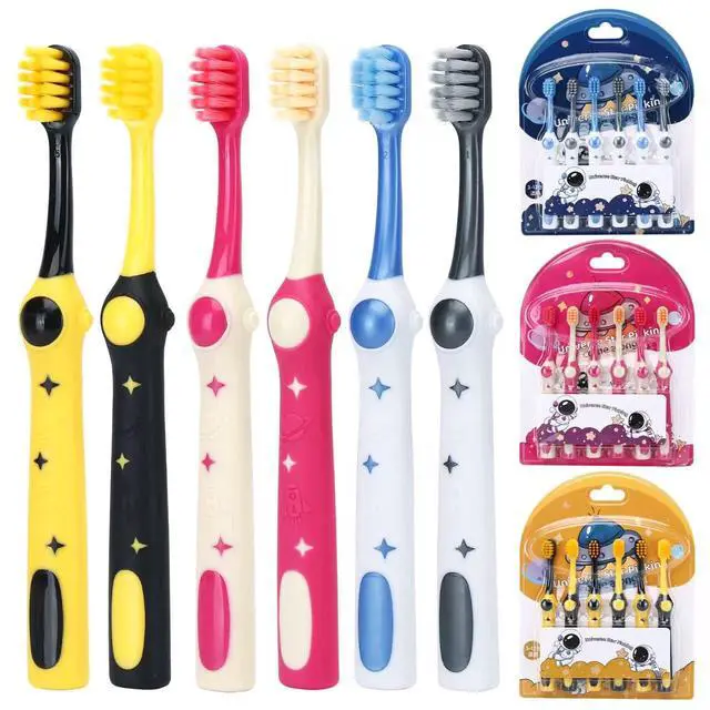 Alt view image 6 of 6 - 6PCS Kids Soft Bristle ToothbrushAges 3-12 Space Toothbrush Yellow