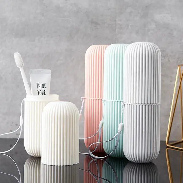 Main image of Travel Toothbrush Case with Cup Set, Portable Toothbrush Holder and Mouthwash Cup for Bathroom, Travel, Gym, Camping, Large Capacity Toothbrush Storage Tube for Adults and Kids (Single Color)