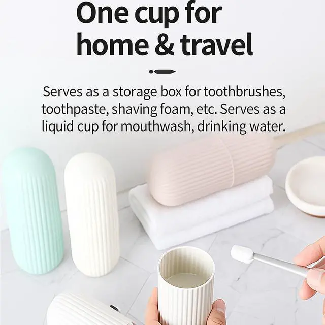 Alt view image 3 of 6 - Travel Toothbrush Case with Cup Set, Portable Toothbrush Holder and Mouthwash Cup for Bathroom, Travel, Gym, Camping, Large Capacity Toothbrush Storage Tube for Adults and Kids (Single Color)