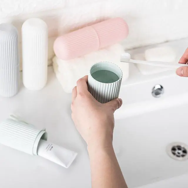 Alt view image 6 of 6 - Travel Toothbrush Case with Cup Set, Portable Toothbrush Holder and Mouthwash Cup for Bathroom, Travel, Gym, Camping, Large Capacity Toothbrush Storage Tube for Adults and Kids (Single Color)