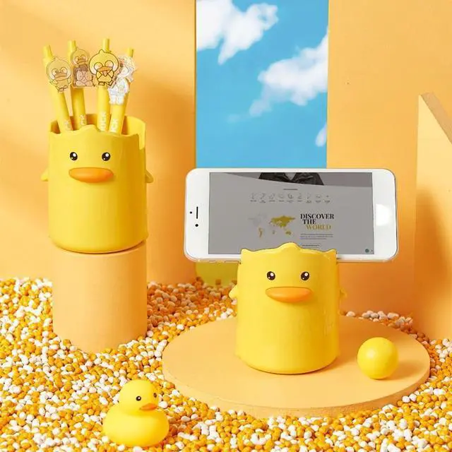 Alt view image 5 of 7 - Cartoon Multi-Purpose Storage Box Pen Holder Toothbrush Holder Phone Rack (Yellow, 4.29 x 3.51 x 3.12 inches)