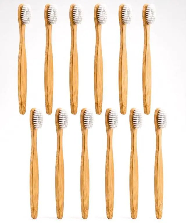 Main image of Bamboo Toothbrush Set, 12Pack EcoFriendly Soft Bristle Brushes with Biodegradable Wooden Handles, Natural Oral Care for Adults & Kids, TravelReady