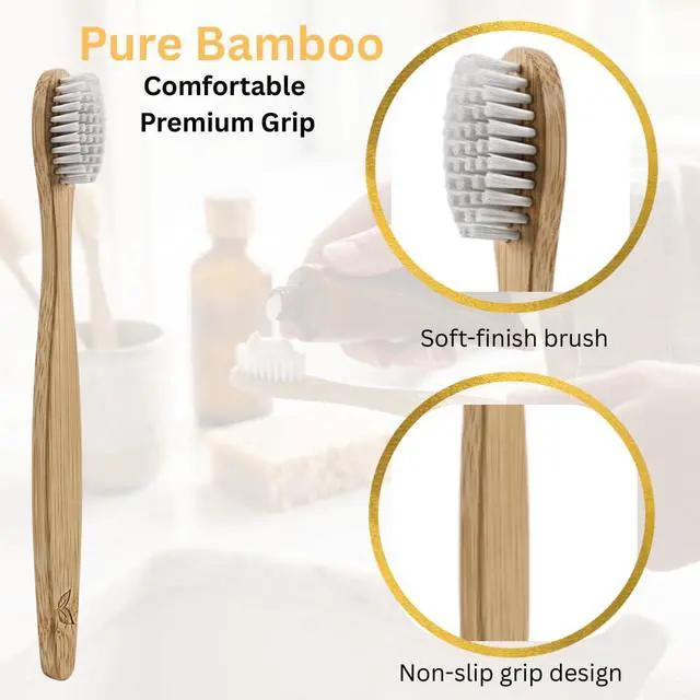 Alt view image 4 of 7 - Bamboo Toothbrush Set, 12Pack EcoFriendly Soft Bristle Brushes with Biodegradable Wooden Handles, Natural Oral Care for Adults & Kids, TravelReady