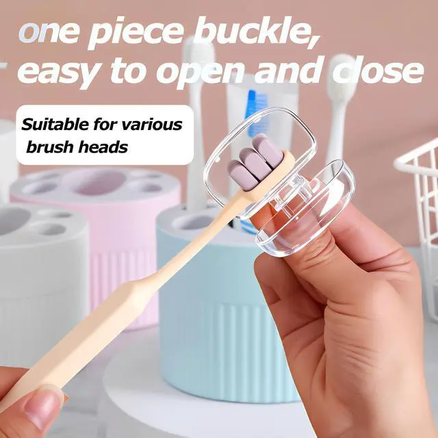 Alt view image 4 of 6 - 2pcs Toothbrush Covers Caps,Girl with Coffee 1.57x1.57inch Tooth Brush Protector Coverings Clips Portable Plastic Tooth Brush Head Case for Household Travel, Business, Camping, School, Home
