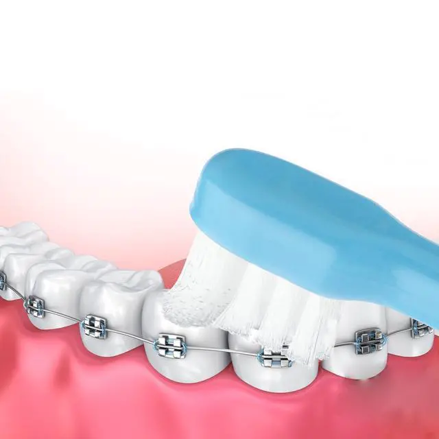 Alt view image 3 of 7 - 2 Pieces Tuft Toothbrush Small Head End Tapered Interdental Interspace Nursing Soft Tiny Toothbrush Orthodontic Periodontal Dental Products(Blue + Green)