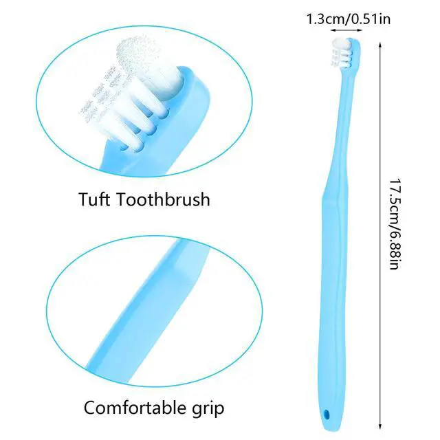 Alt view image 2 of 7 - 2 Pieces Tuft Toothbrush Small Head End Tapered Interdental Interspace Nursing Soft Tiny Toothbrush Orthodontic Periodontal Dental Products(Blue + Green)