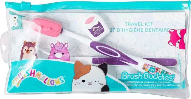 Main image of Squishmallows Toothbrush Travel Kit, Dental Kit with Toothbrush, Tongue Scraper, and Floss