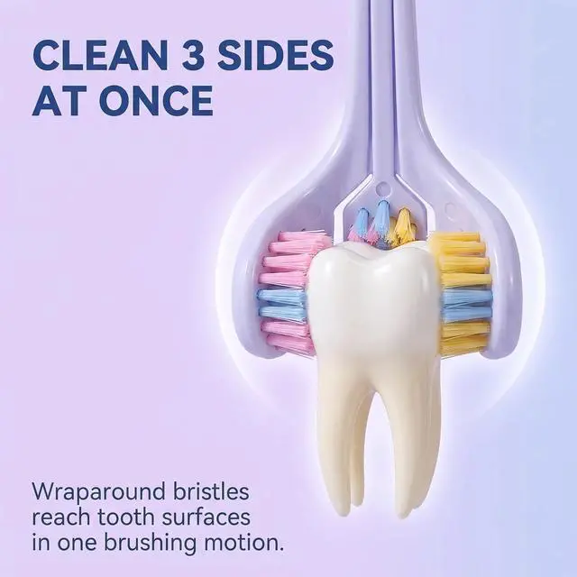 Alt view image 4 of 7 - 1Pc Three-Sided Soft Hair Toothbrush, Effective Wrap-Around Design, Deeply and Thoroughly to Clean Teeth and Gums, Manual Toothbrushes Suitable for Adults and Children Oral Care, Manual Toothbrushes