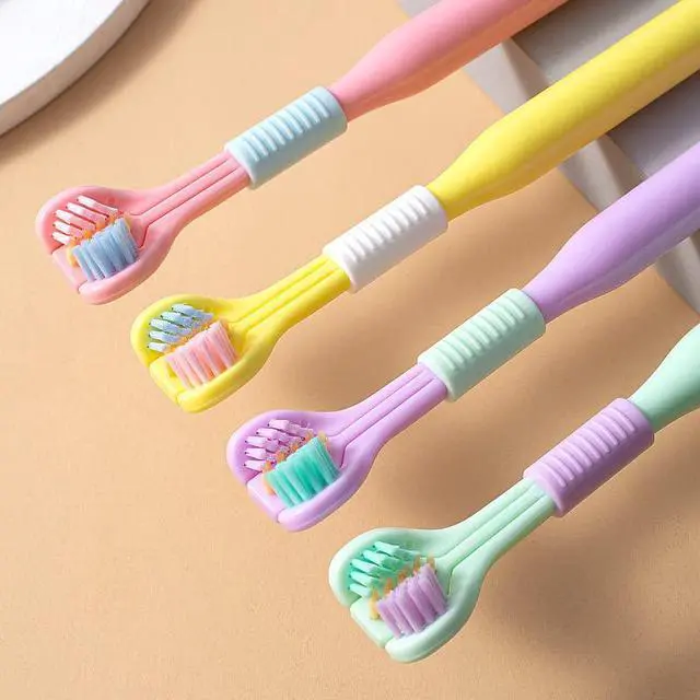 Alt view image 6 of 7 - 1Pc Random Color Three-Sided Soft Hair Toothbrush,Toothbrush Medium,Effective Wrap-Around Design,Deeply and Thoroughly To Clean Teeth and Gums,Manual Toothbrushes Suitable for Adults And Children