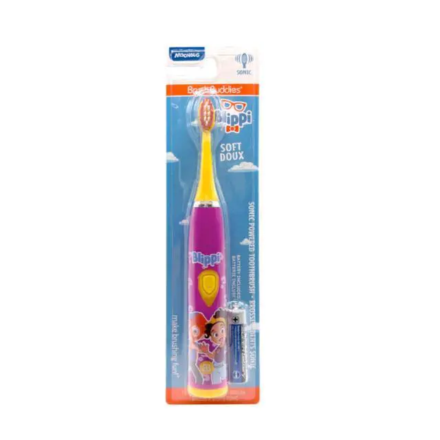 Alt view image 4 of 5 - Blippi Electric Toothbrush for Kids, Battery Powered Sonic Toothbrush, Soft Bristles, Childrens Toothbrush for Boys & Girls, Toddler Oral Care, Blippi Character Design (Purple)