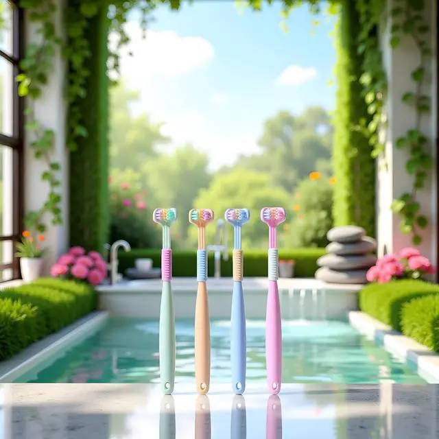 Alt view image 5 of 7 - 2 Pcs Random Color Three-Sided Soft Hair Toothbrush, Effective Wrap-Around Design, Deeply and Thoroughly to Clean Teeth and Gums, Suitable for Adults and Children Toothbrushes and Accessories