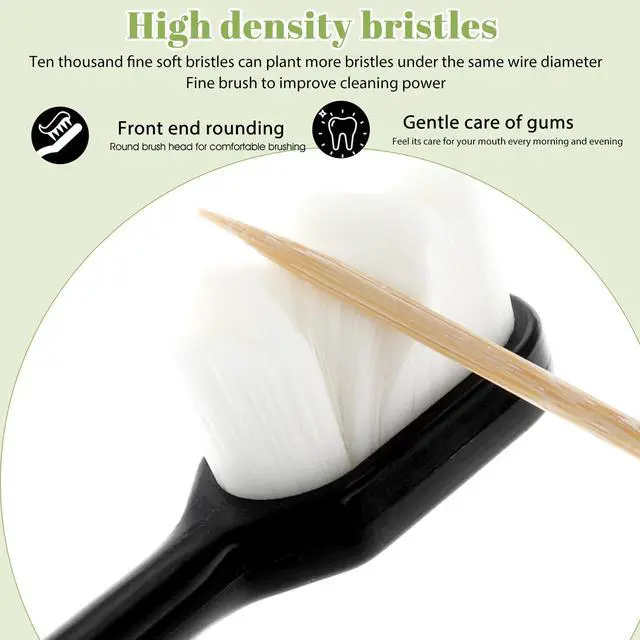 Alt view image 6 of 7 - 4 PCS Extra Soft Toothbrush Micro Nano Toothbrushes with 20000 Bristles Sterile Fiber Adult Toothbrush Painless Brushing for Sensitive Teeth Oral Recession Adult Kid Children (Black, White)