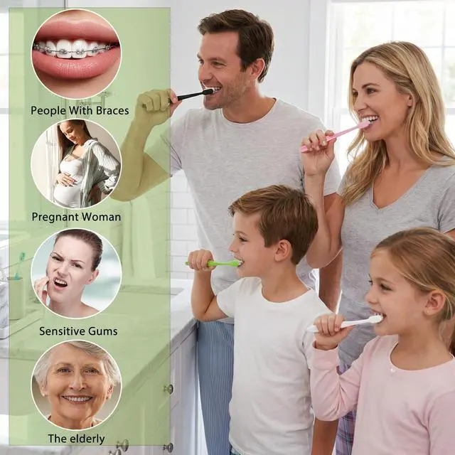 Alt view image 7 of 7 - 4 PCS Extra Soft Toothbrush Micro Nano Toothbrushes with 20000 Bristles Sterile Fiber Adult Toothbrush Painless Brushing for Sensitive Teeth Oral Recession Adult Kid Children (Black, White)