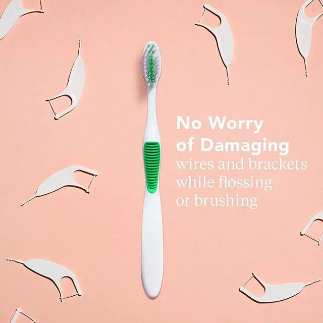 Alt view image 3 of 7 - Platypus Orthodontic Toothbrush with Soft Bristles for Braces, 1 Count | Suitable for Adults & Kids; Angled for Better Access Around Brackets & Archwires, with a Comfort Silicone Grip