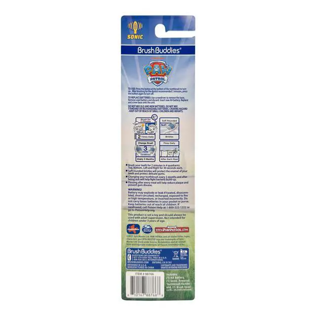 Alt view image 3 of 3 - Paw Patrol Sonic Toothbrush for Kids Ages 3+ Battery Powered Kids Toothbrush with Soft Bristles Toddler Sonic Toothbrush Paw Patrol Electric Toothbrush for Boys and Girls