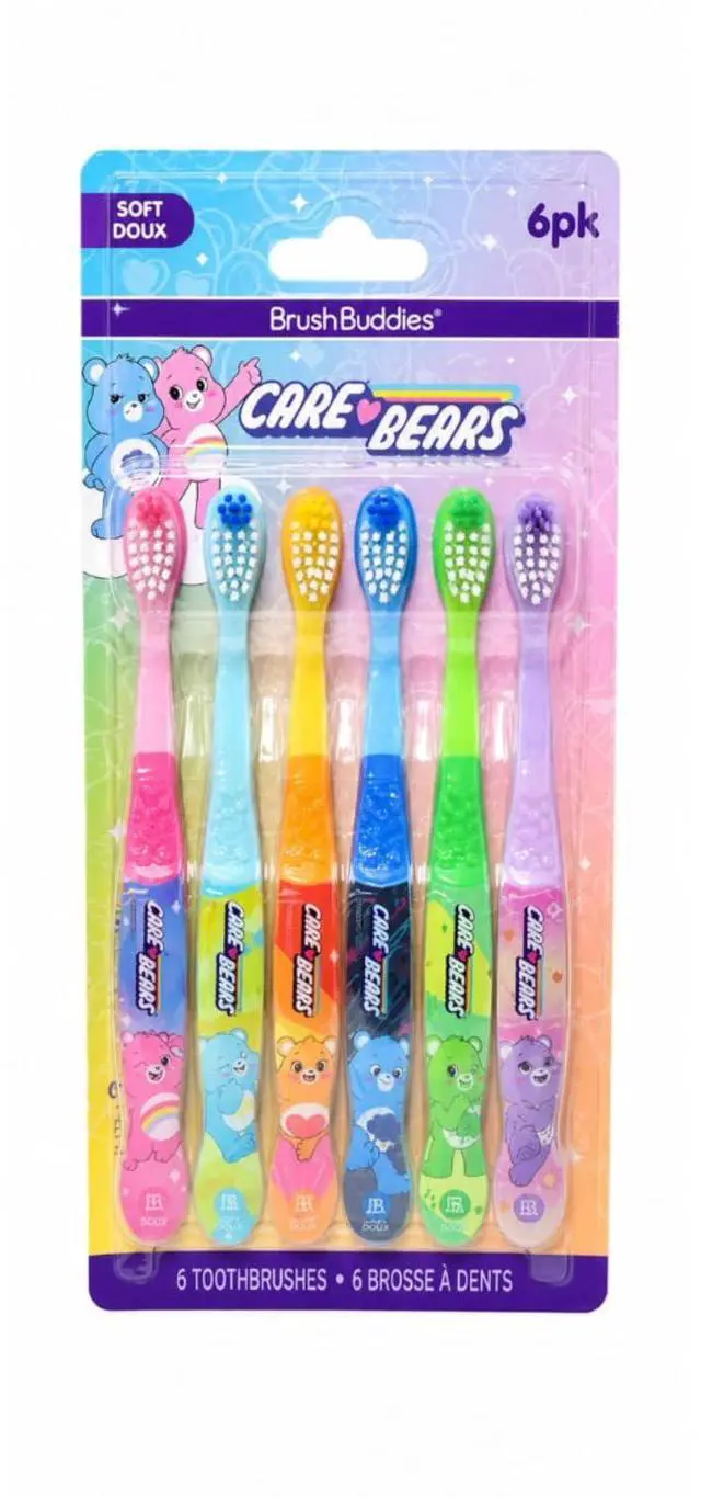 Main image of Care Bears Kids Toothbrush Set, 6 Pack Soft Bristle Toothbrushes for Kids Ages 2+, Extra Gentle Bristles, Small Head, Easy Grip Handle, Fun Care Bears Design, Oral Care