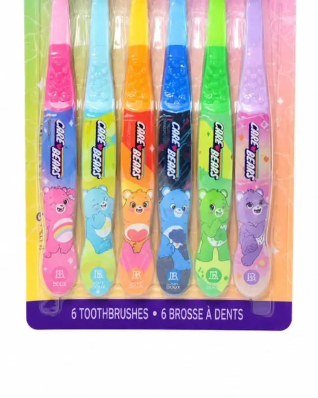 Alt view image 3 of 5 - Care Bears Kids Toothbrush Set, 6 Pack Soft Bristle Toothbrushes for Kids Ages 2+, Extra Gentle Bristles, Small Head, Easy Grip Handle, Fun Care Bears Design, Oral Care