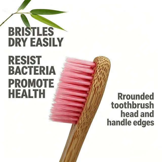 Alt view image 3 of 7 - Bamboo Toothbrushes Medium for Adults and Kids, 7 Pcs | Natural, Biodegradable, BPA Free Bristles, Home and Travel Use