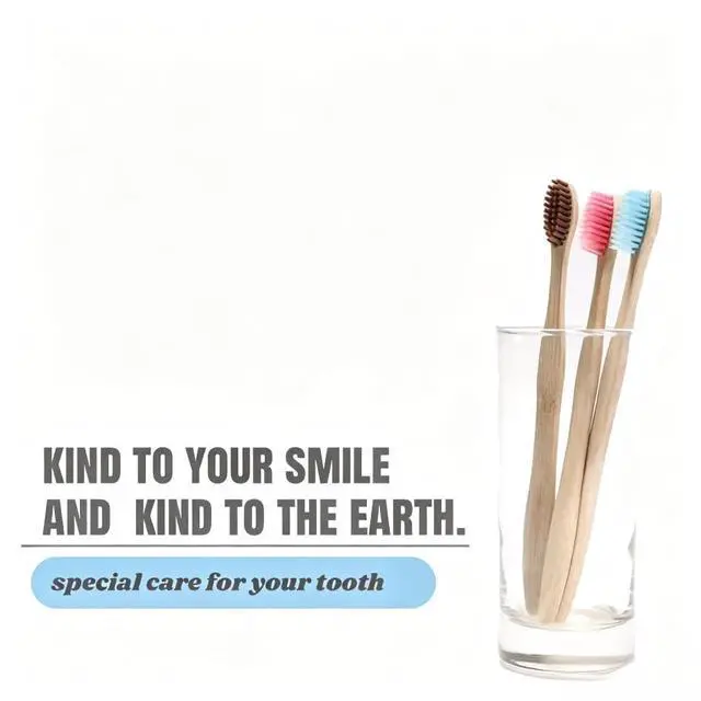 Alt view image 5 of 7 - Bamboo Toothbrushes Medium for Adults and Kids, 7 Pcs | Natural, Biodegradable, BPA Free Bristles, Home and Travel Use