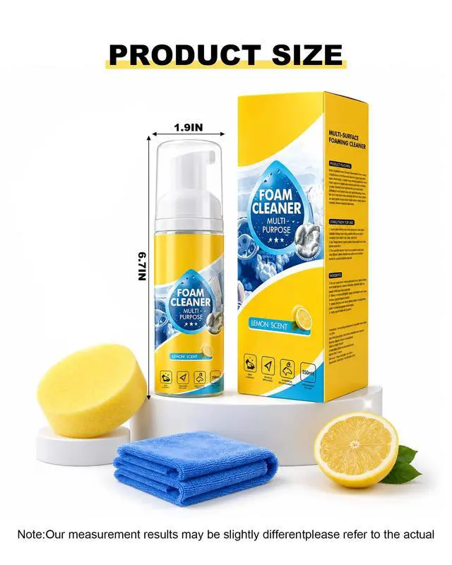 Alt view image 2 of 7 - 4-in-1 Multi-Enzyme Foam Cleaner,Multi-purpose Deep Cleaning Spray for Car Interior, Kitchen Grease, Bathroom Tiles, Sofa (Lemon Fresh Scent)