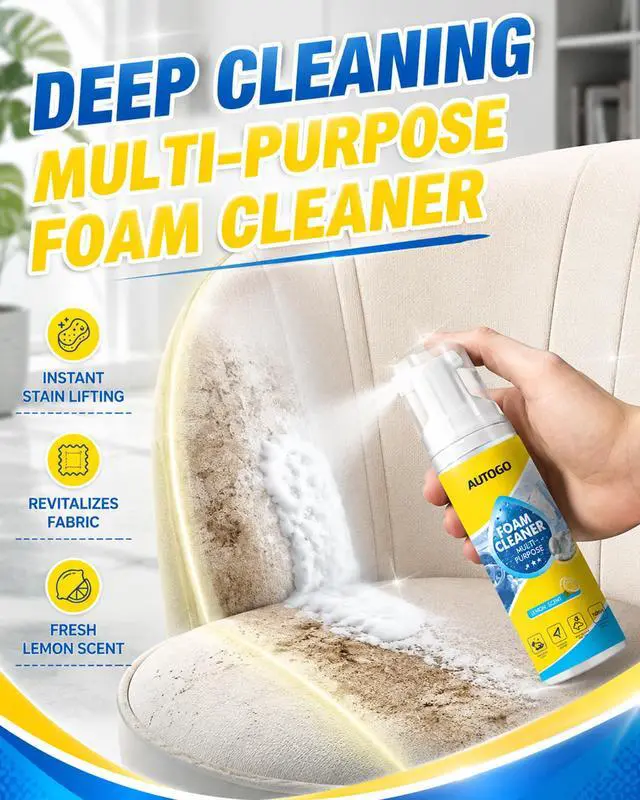 Alt view image 6 of 7 - 4-in-1 Multi-Enzyme Foam Cleaner,Multi-purpose Deep Cleaning Spray for Car Interior, Kitchen Grease, Bathroom Tiles, Sofa (Lemon Fresh Scent)