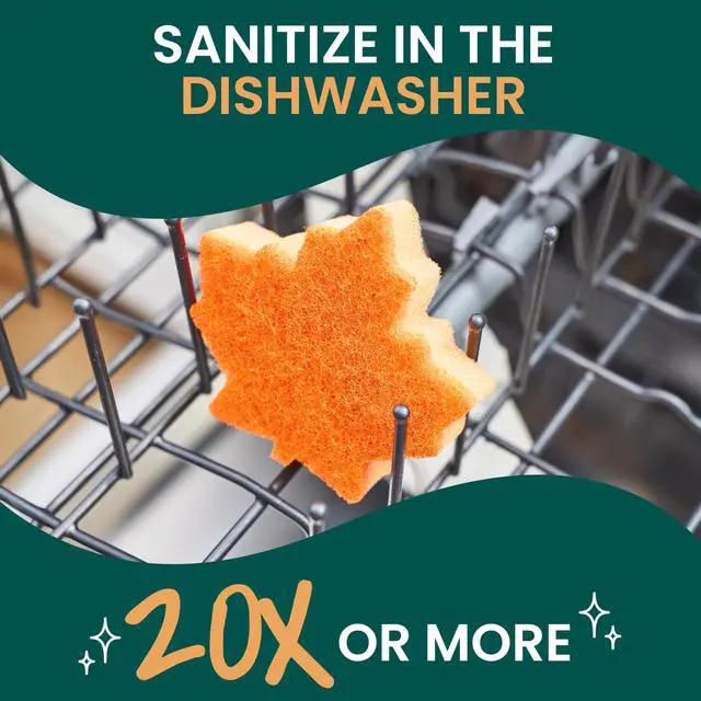 Alt view image 6 of 7 - Leafy Clean Scrub Sponge, Two-Sided Kitchen Sponges for Cleaning Effectively, Leaf Shaped Dish Sponges with 100% Recycled Scrubbing Fibers, 1 Scrubbing Sponge