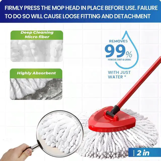 Alt view image 5 of 7 - 4Pack Mop Heads Replacements Compatible with O-Cedar EasyWring1-Tank System | Mop Head Replacement for Hardwood Laminate and Tile Floors Perfect for Daily Kitchen Bath Home Cleaning,Machine Washable