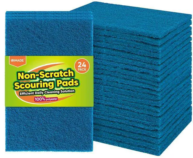 Main image of Non-Scratch Scouring Pads, 24Pcs Household Scour Pads | for Kitchen, Garage and Outdoors, Reusable Dish Scrubber Pads for Pan and Metal Grill - Blue