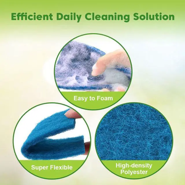 Alt view image 3 of 7 - Non-Scratch Scouring Pads, 24Pcs Household Scour Pads | for Kitchen, Garage and Outdoors, Reusable Dish Scrubber Pads for Pan and Metal Grill - Blue