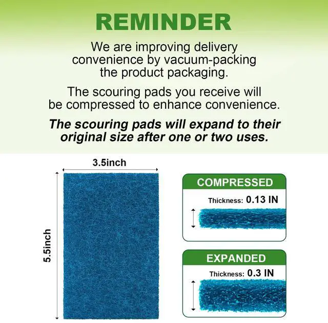 Alt view image 7 of 7 - Non-Scratch Scouring Pads, 24Pcs Household Scour Pads | for Kitchen, Garage and Outdoors, Reusable Dish Scrubber Pads for Pan and Metal Grill - Blue
