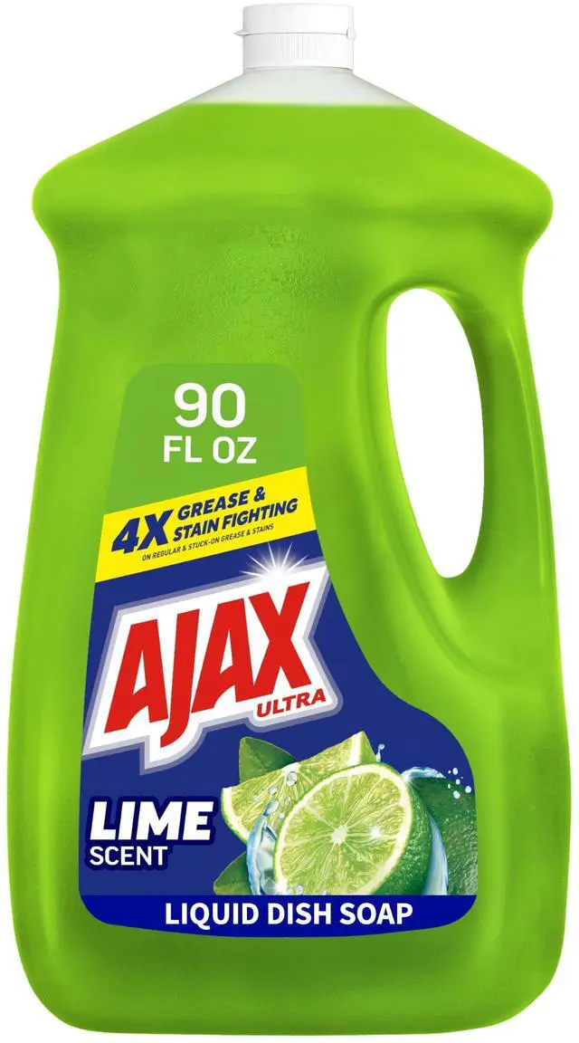 Main image of Ultra Liquid Dish Soap, Lime Scent with Vinegar, 90 fl oz | Strips Grease on Contact, Mess-Free, Easy-Flip Cap, All-Purpose Cleaner, Gentle on Hands, Leaves Dishes Sparkling Clean