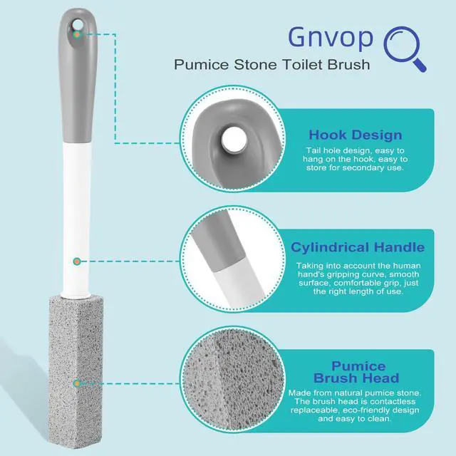 Alt view image 3 of 7 - 4 Pack Toilet Pumice Stone with Long Handle,Pumice Stone Toilet Bowl Cleaner,1 Cleaning Handle, 4 No Touch Replaceable Piedra Pomez for Cleaning Toilets, Bathtubs, Grills, Swimming Pools, Sinks