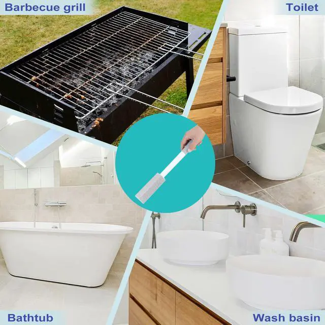 Alt view image 5 of 7 - 4 Pack Toilet Pumice Stone with Long Handle,Pumice Stone Toilet Bowl Cleaner,1 Cleaning Handle, 4 No Touch Replaceable Piedra Pomez for Cleaning Toilets, Bathtubs, Grills, Swimming Pools, Sinks