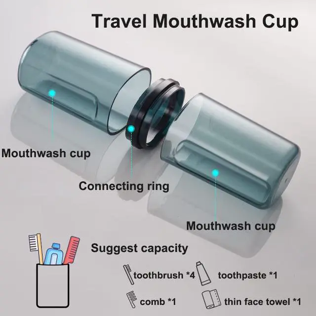 Alt view image 2 of 6 - Travel Toileting Cup, Transparent Mouthwash Cup, Portable Toothbrush & Toothpaste Case with Cover, Toiletries Toothpaste Toothbrush Storage Box for Bathroom Travel Camping Home School Business Trip